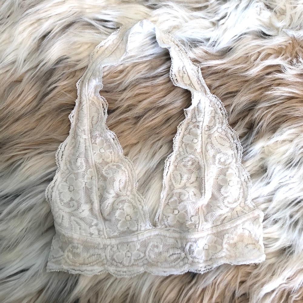 UO White Lace Halter Bralette